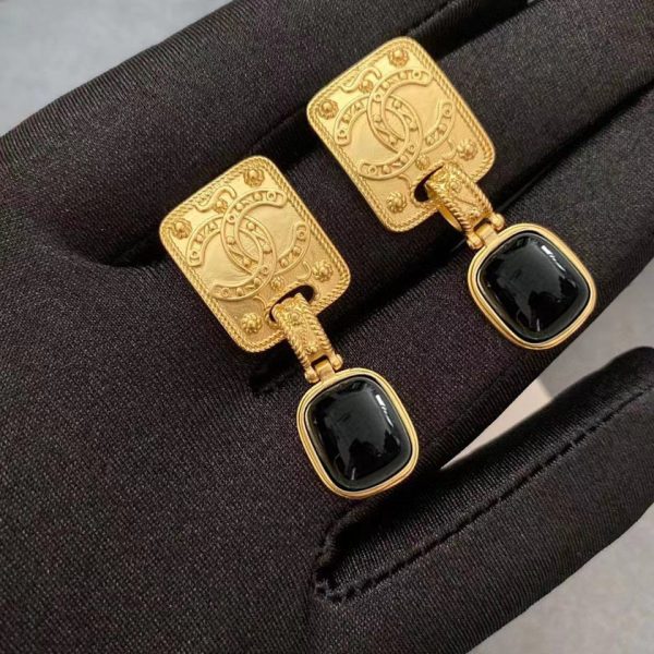 18K CC Black Pearl Earrings - Image 4