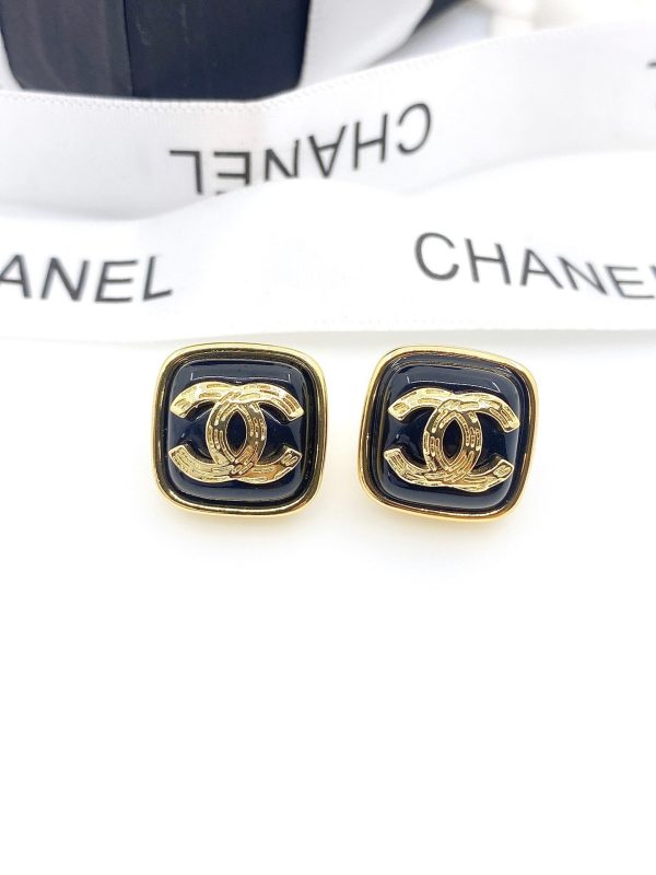 18K CC Square Resin Earrings - 图片 4