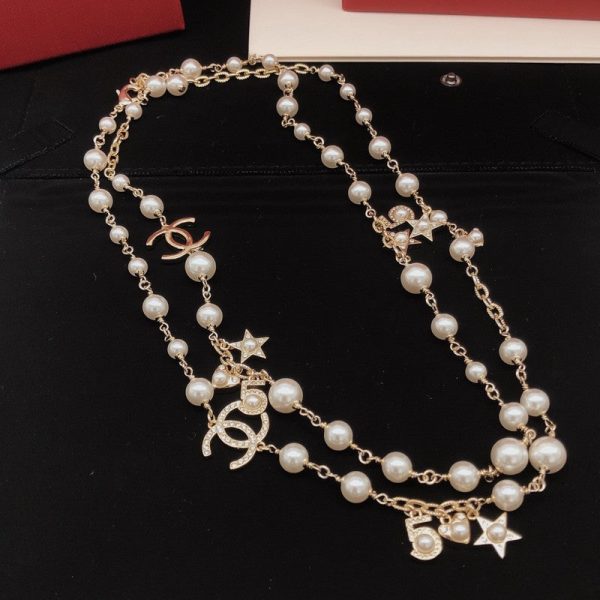 18K CC No.5 Star Long Pearl Necklace - 图片 2