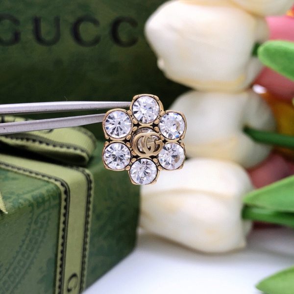 18K Double G Crystals Earrings - 图片 2