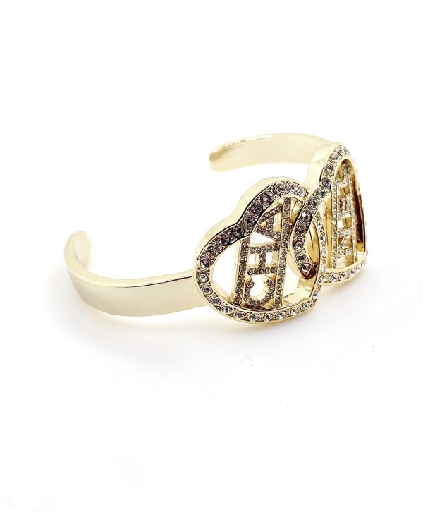18K CC Crystals Heart Cuff Bracelet - Image 5