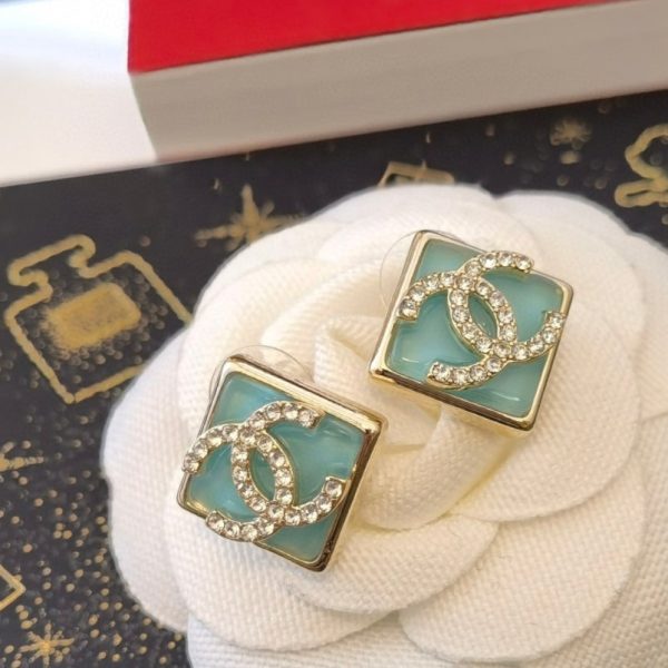 18K CC Blue Resin Earrings - 图片 6
