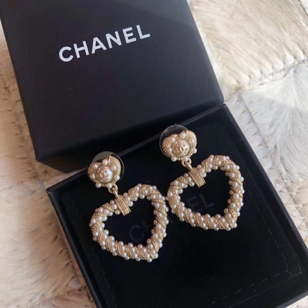 18K CC Heart Pendant Earrings - 图片 4