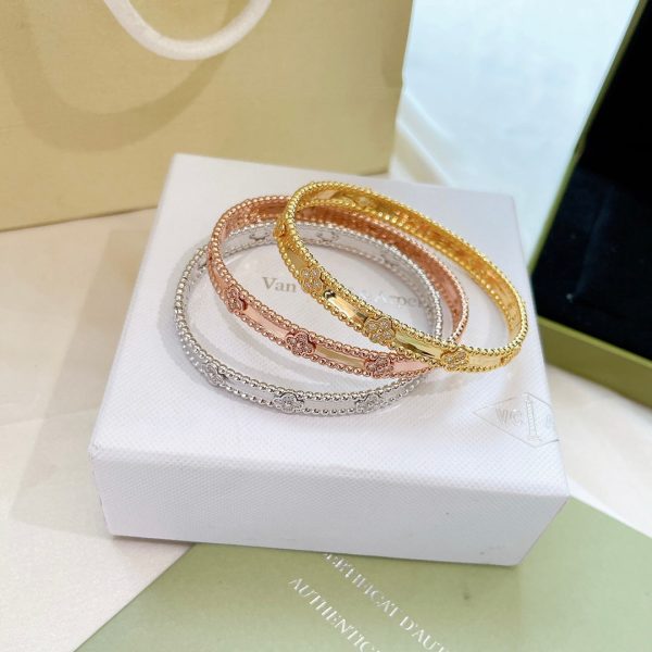 18K Rose Gold Perlée Sweet Clovers Small Bracelet - 图片 6