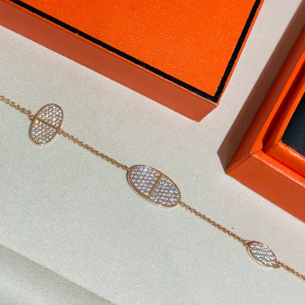 18K Chaine D'Ancre Verso Diamond H Bracelet - 图片 8