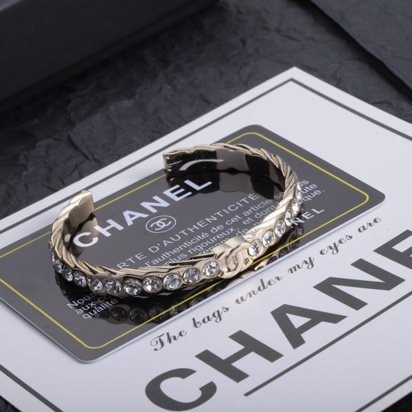 18K CC Open Cuff Crystals Bracelet - Image 4