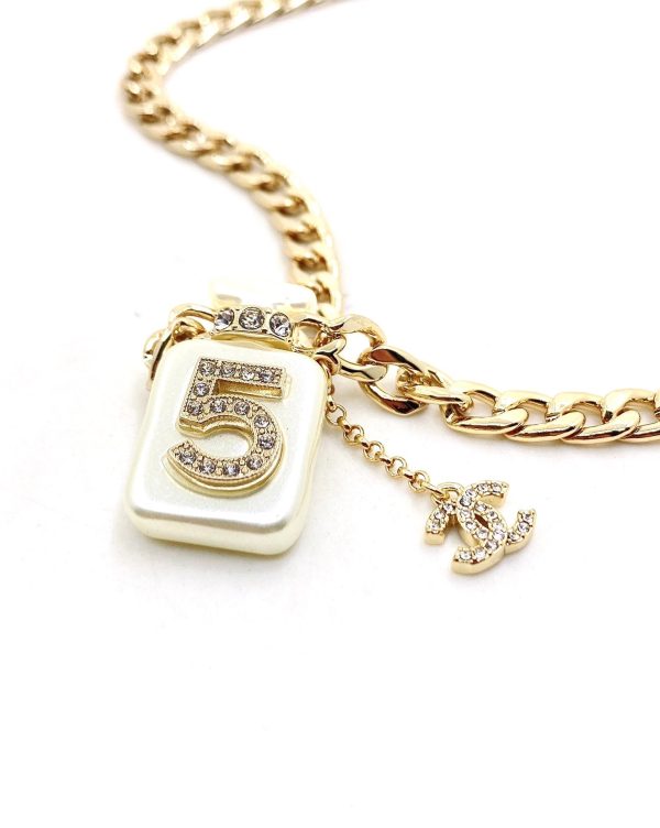 18K CC No.5 Perfume Pendant Chain Necklace - 图片 4