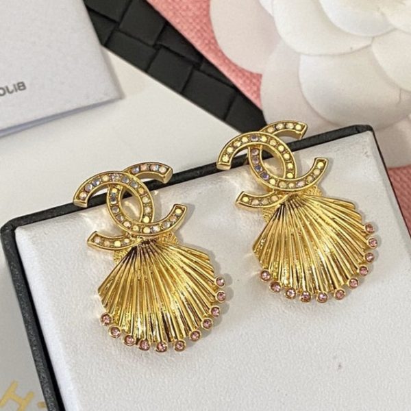 18K CC Shell Pendant Earrings - 图片 5