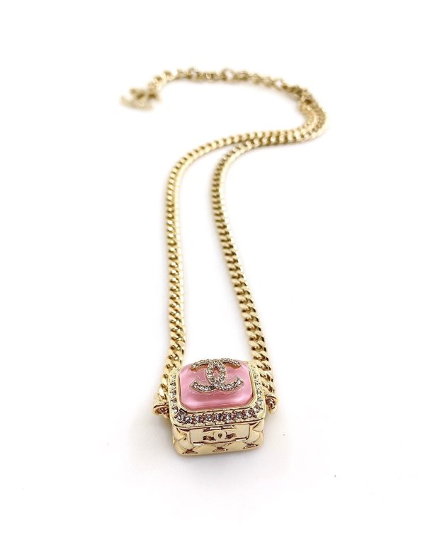 18K CC Pink Resin Chain Necklace - 图片 4