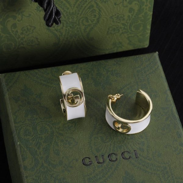 18K Double G Color Enamel Earrings - 图片 4