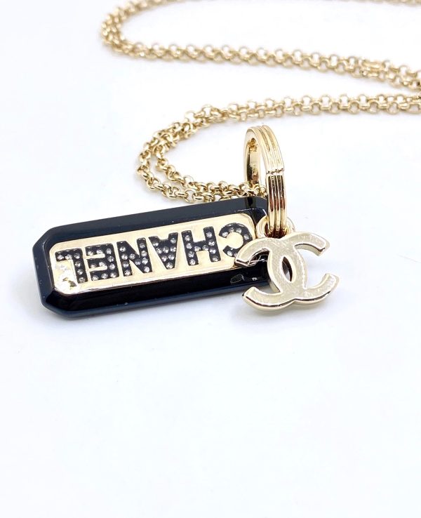 18K CC Black Plate Chain Necklace - Image 4