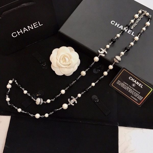 18K CC Long Black Pearl Necklace - 图片 6