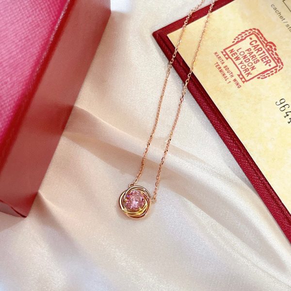 18K Trinity Pink Sapphire Necklace - 图片 11