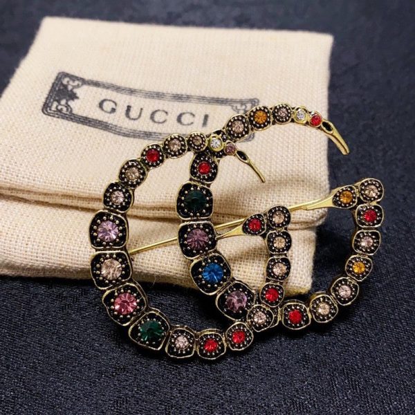 18K Double G Color Crystal Brooch - Image 7