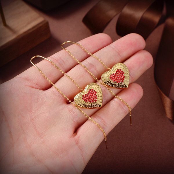 18K Vlogo Red Heart Earrings - 图片 3