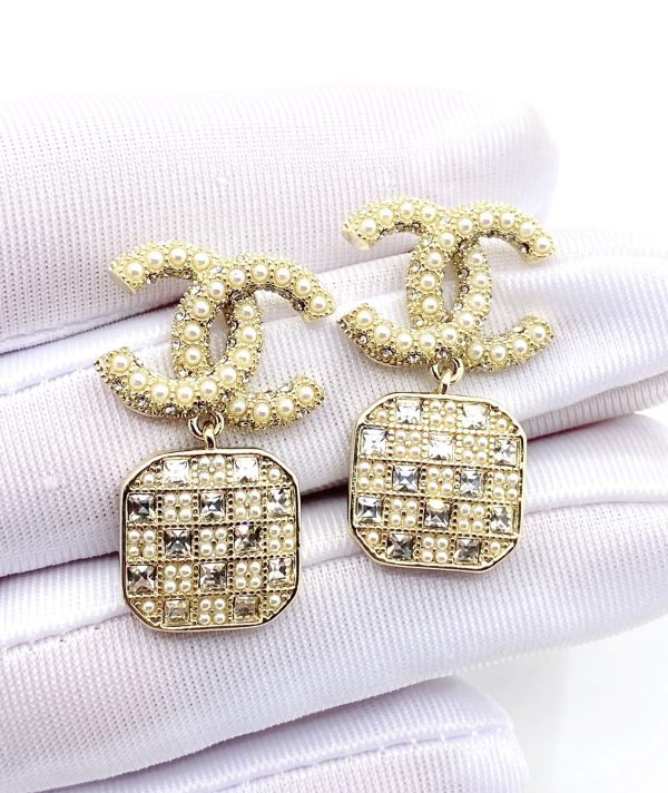18K CC Diamonds Drop Earrings - 图片 4