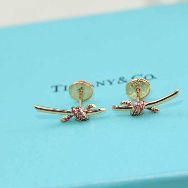18K T Knot Pink Diamonds Earrings - 图片 6