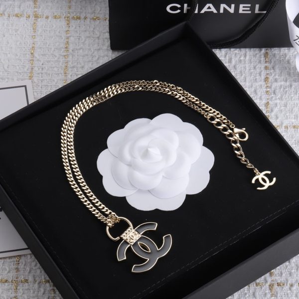 18K CC Black Resin Logo Necklace - 图片 5