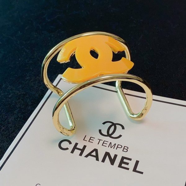 18K CC Color Logo Open Cuff Bracelet - Image 4