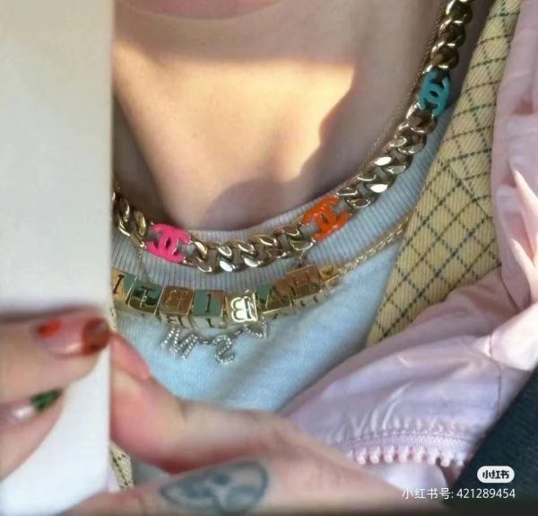 18K CC Color Logo Chain Necklace - Image 2