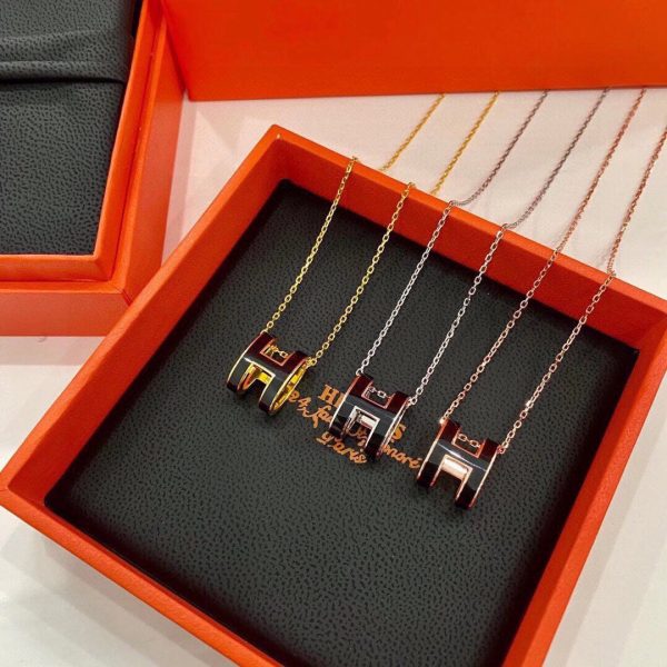 18K Mini Pop H Black Necklace - 图片 6
