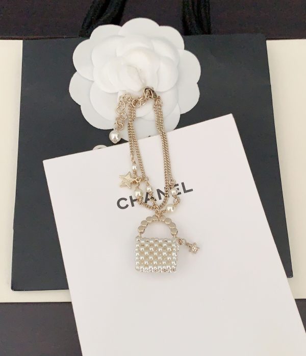 18K CC Bag Pendant Pearl Bracelet - 图片 4