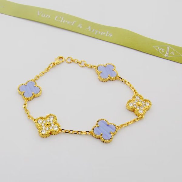 18K Vintage Alhambra Purple Diamonds Bracelet