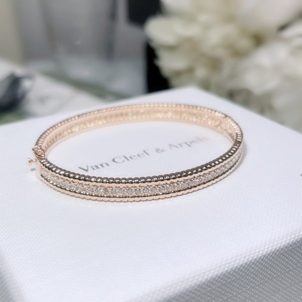 18K Rose Gold Perlée Diamonds One Row Bracelet - 图片 2
