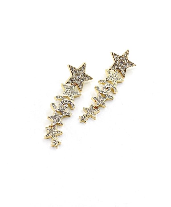 18K CC Star Diamonds Pendant Earrings - 图片 4