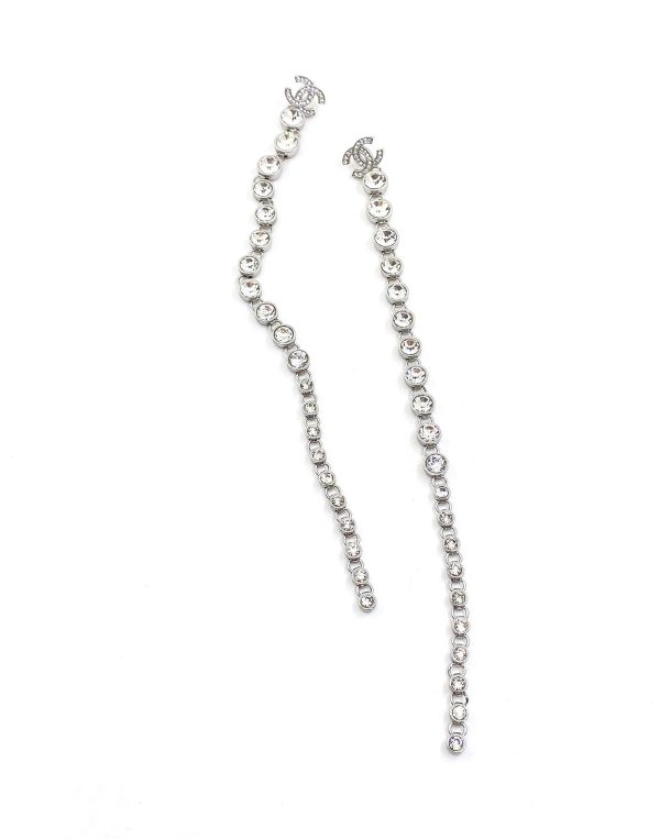 18K CC Long Crystals Earrings - 图片 4