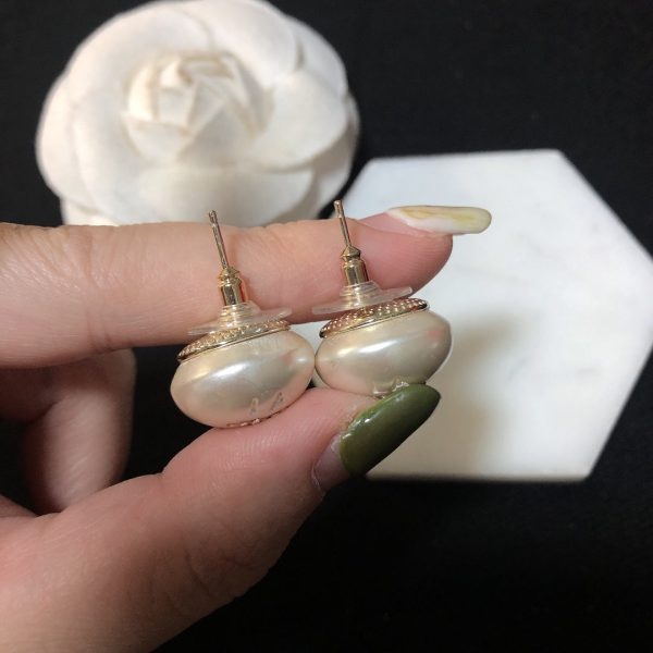 18K CC Pearl Earrings - 图片 4