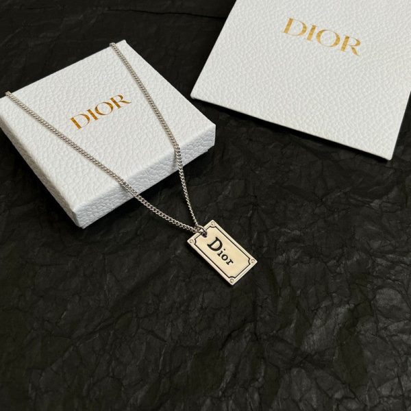 18K CD Oblique Plate Pendant Necklace - 图片 5