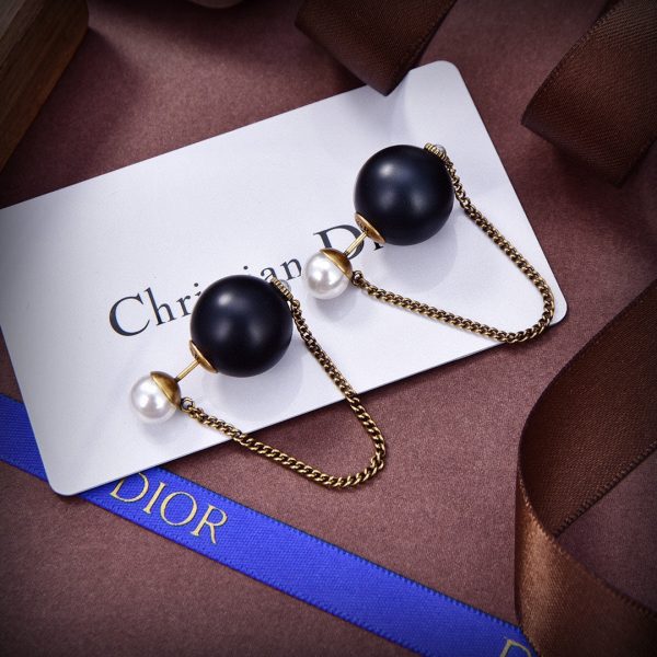 18K CD Tribales Black Resin Pearl Earrings - 图片 6