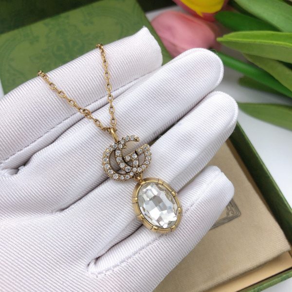 18K Double G Crystal Necklace - 图片 5