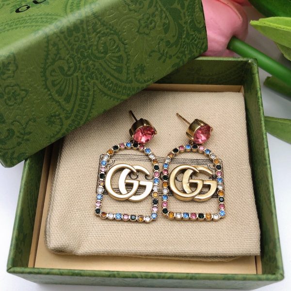 18K Double G Color Crystals Earrings - 图片 4
