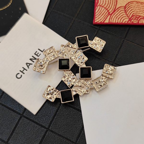 18K CC Black Crystals Brooch - 图片 3