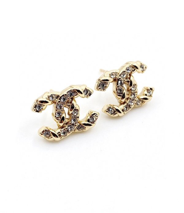 18K CC Full Crystals Earrings - 图片 4