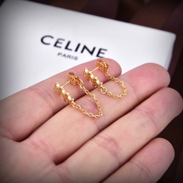 18K Triomphe Chain Earrings - Image 4