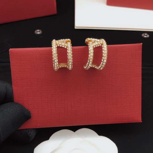 18K Vlogo Diamonds Open Earrings - 图片 9