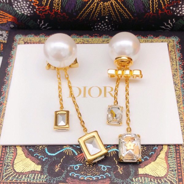 18K CD Tassel Crystal Star Earrings - 图片 4