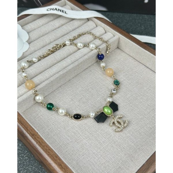 18K CC Crystal Bow Necklace - 图片 5