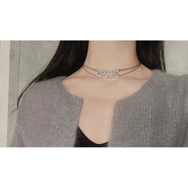 18K CC Letter Diamond Choker Necklace - 图片 5