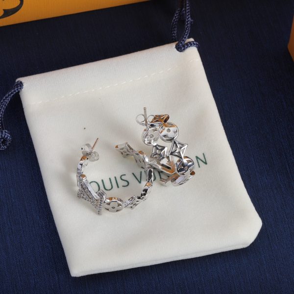 18K Louis Script Diamonds Earrings - 图片 2