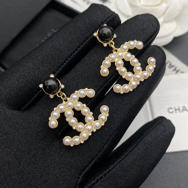 18K Pearl CC Pendant Earrings - 图片 5