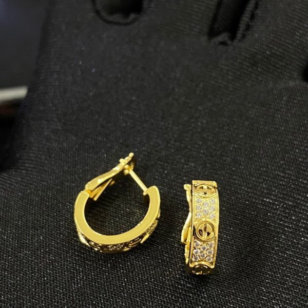 18K Love Three Rows Pave Diamond Earrings - 图片 4
