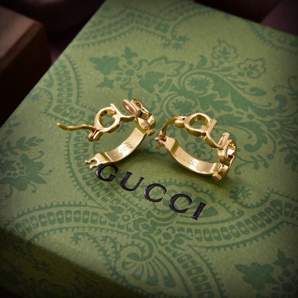 18K Double G Script Earrings - 图片 4