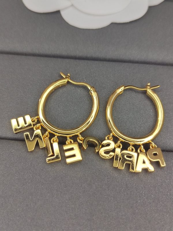 18K Triomphe Script Diamonds Earrings - 图片 2