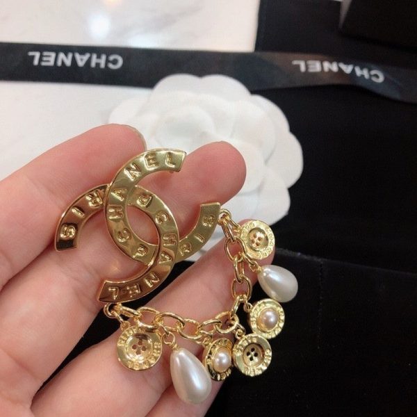 18K CC Pearl Pendant Brooch - 图片 2