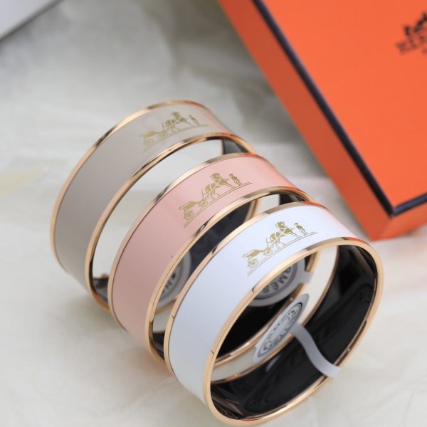 18K Enamel Calèche Wide Bangle H Bracelet - 图片 2