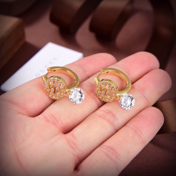 18K Double G Interlocking G Diamond Earrings - 图片 5